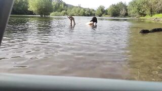 Femboy litle show in water