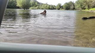Femboy litle show in water