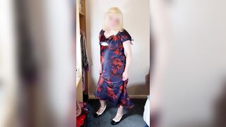Hot UK crossdresser Nottstvslut satin dress