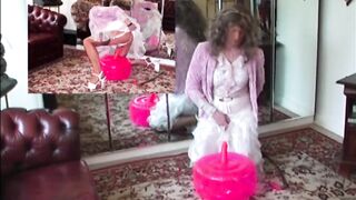 Dildo Ride & Cumshot In Sheer Silk Skirt And Nylon Stockings