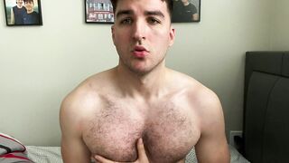 Hairy Guy Rubs his Muscles and Cums on Feet