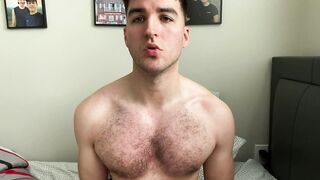 Hairy Guy Rubs his Muscles and Cums on Feet