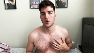 Hairy Guy Rubs his Muscles and Cums on Feet