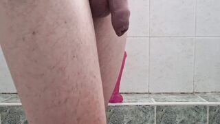 Sissy anal training in the shower