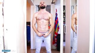 1rst time he gets naked for a porn.