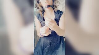 Femboy drools and cums