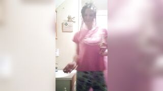 sissy millie washes dildo in wet diaper