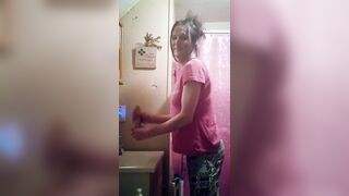 sissy millie washes dildo in wet diaper