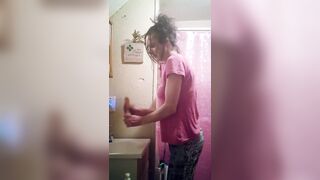 sissy millie washes dildo in wet diaper