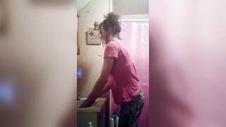 sissy millie washes dildo in wet diaper