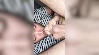 Sucking my cock and licking balls close-up