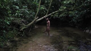 Naked in the woods - Showing off inside the forest