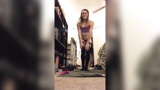Trans girl teases and fucks her self