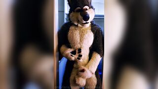 wolf fursuit sheath paw off and cum ????