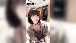 Chinese ladyboy shamelessly masturbates in hotel lobby