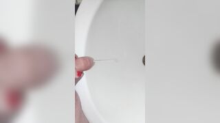 Watch me take a pee with my small uncut dick
