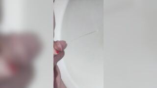 Watch me take a pee with my small uncut dick