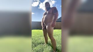 BEEFY Hairy Musclebear Hung Cock Pissing Outdoors OnlyfansBeefBeast Thick Big Dick Bull Peeing
