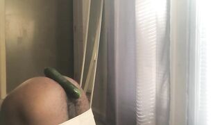College teen shoves cucumber up his ass