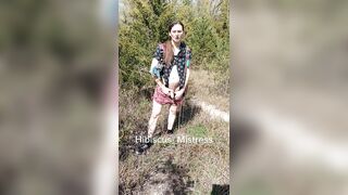 Trans girl pissing outdoors