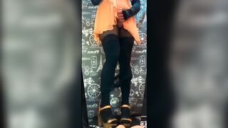 Tranny masturbates in front of the mirror
