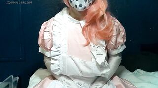 Anime Cosplay Sissy Maid Crossdresser shows off for the camera