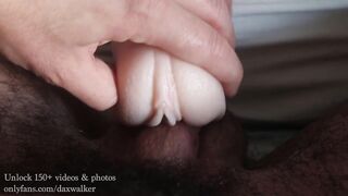 Fucking my favorite toy with my post-op cock until I cum.