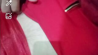 Indian gay Crossdresser in Red Saree showing his boobs on paid nude video call xxx????