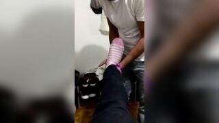 Tired feet, sore toes, foot massage