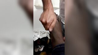 Tired feet, sore toes, foot massage