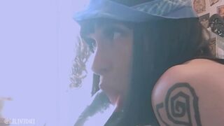 Tattted Tgirl Sucks Cock In Cute Pink Socks ????