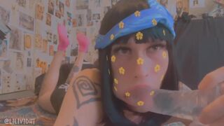 Tattted Tgirl Sucks Cock In Cute Pink Socks ????