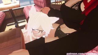 Clumsy Waitress Serves Horny Futanari with her Body then gets Stuck and Fucked - VRChat ERP Preview