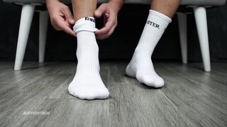 White Master Socks, Big Male Feet Ready to Dominate: Foot Fetish!