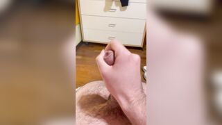 Uncut cock cumshot