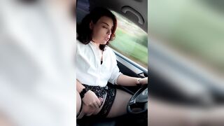 Shemale Janice Renee strokes her cock and cums in public