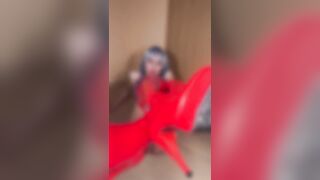 Thigh high boots, smoke, feet and my cock covered with cum