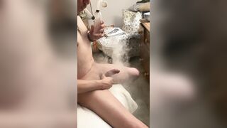 Blowing clouds on his dick