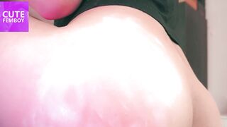 Cute femboy oils her butt with smooth, unused skin to make you horny