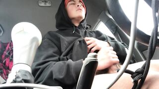 Cute Guy reveals Massive cock, eats his huge load