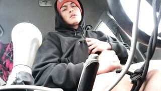 Cute Guy reveals Massive cock, eats his huge load