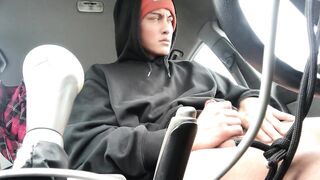 Cute Guy reveals Massive cock, eats his huge load