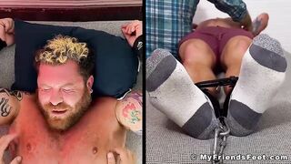 Handsome Riley Mitchel tickle tormented on feet and cock