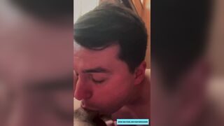 Guy sucking married daddy’s uncut thick cock
