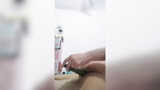 Sissy cute femboy anal big tight ass with huge cucumber