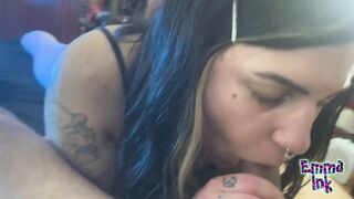 Trans girl Emma Ink drinks cum after using her magic mouth - Full video on OF/EMMAINK13