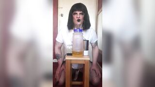 bisexual crossdresser with his portable cow milking machine part 4
