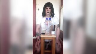 bisexual crossdresser with his portable cow milking machine part 4