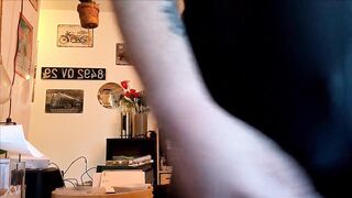 Open briefs under legging . Outdoor walk see trought