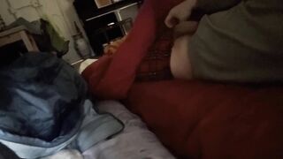 I got hard and I can't stop jerking off, I hope my friend doesn't caught me, I cum on the guest bed